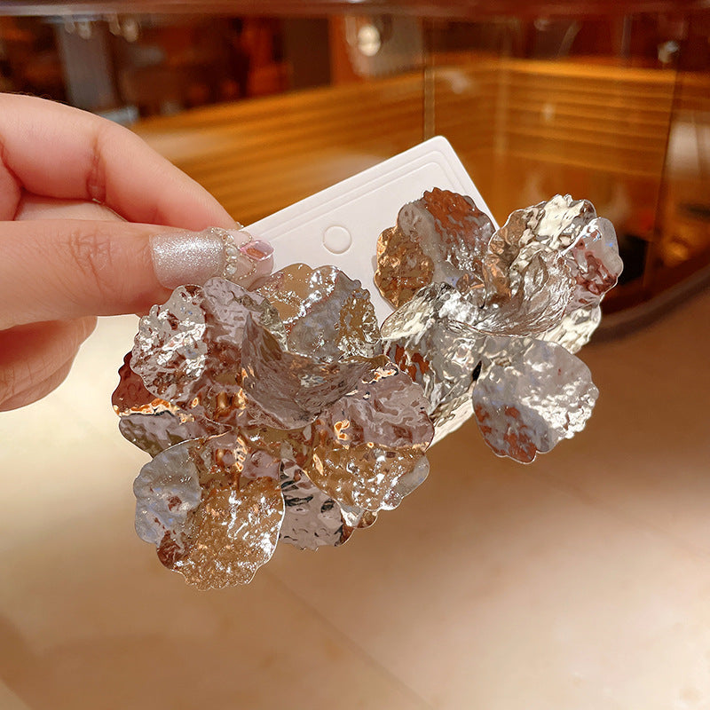 銀針歐美跨境專供花朵珍珠流蘇耳環氣質個性耳釘誇張高級感耳飾女