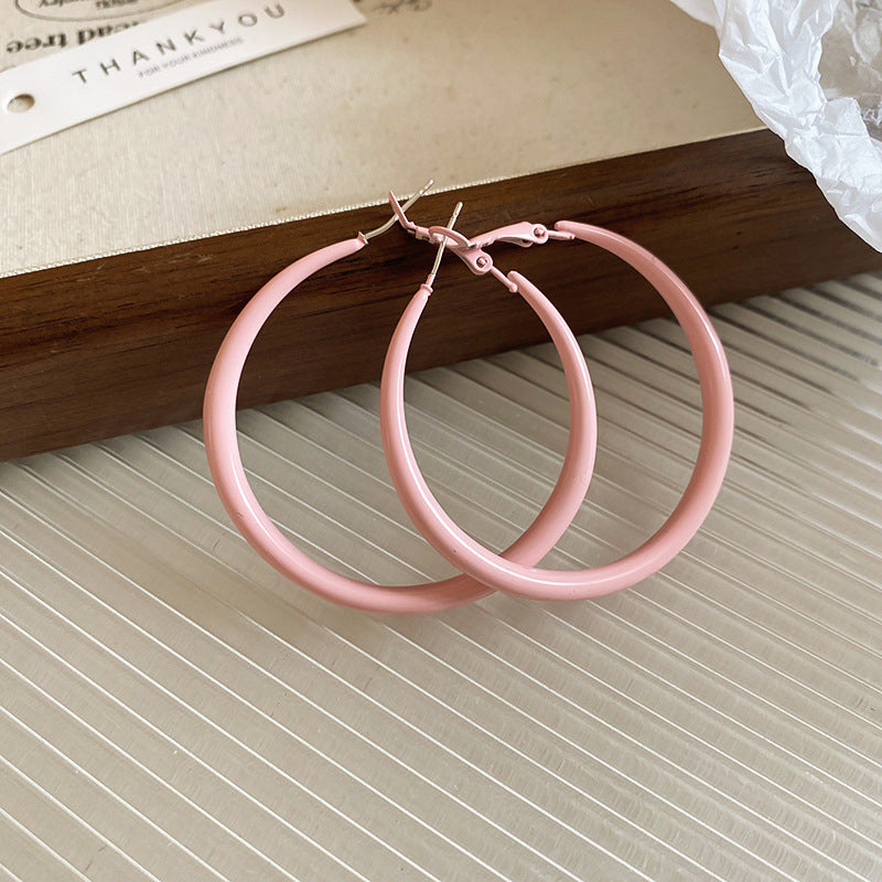 銀針多巴胺彩色耳圈甜美小清新簡約個性耳環設計感小衆歐美耳飾女