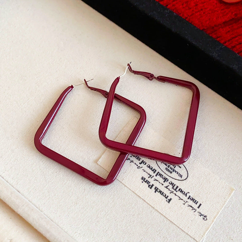 銀針多巴胺彩色耳圈甜美小清新簡約個性耳環設計感小衆歐美耳飾女