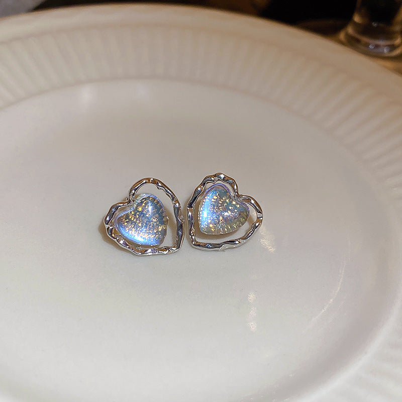 銀針冷淡風透明樹脂水滴花朵珍珠耳環時尚耳釘跨境歐美高級感耳飾