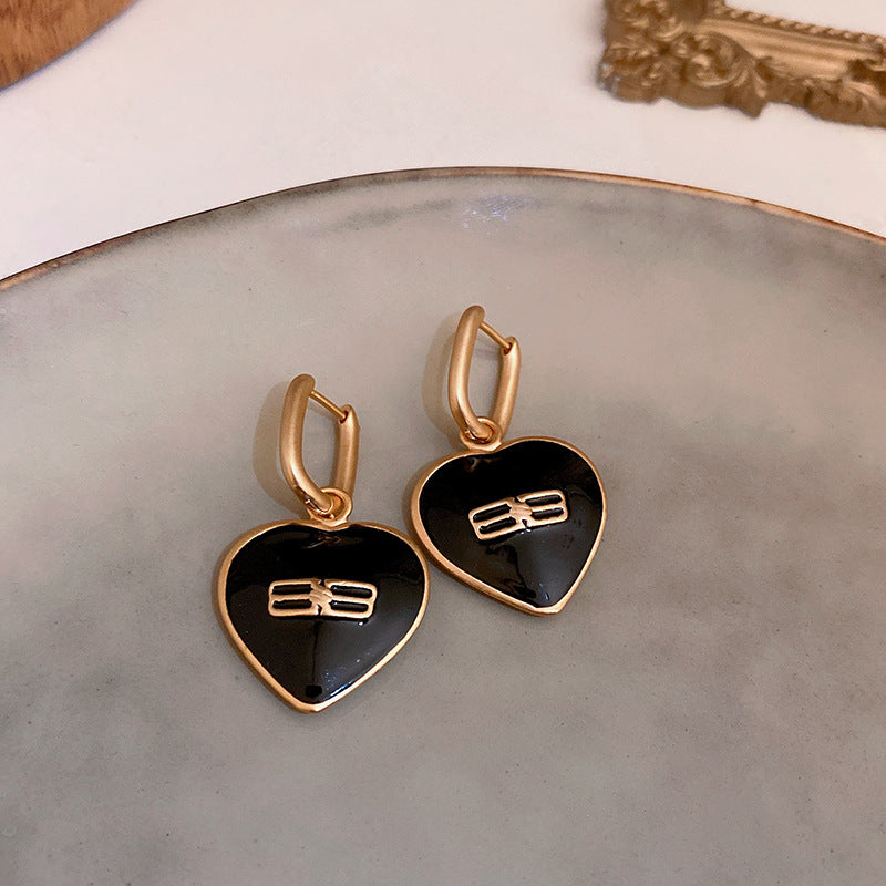 銀針復古花朵愛心字母珍珠耳環法式氣質耳釘輕奢高級感耳飾女