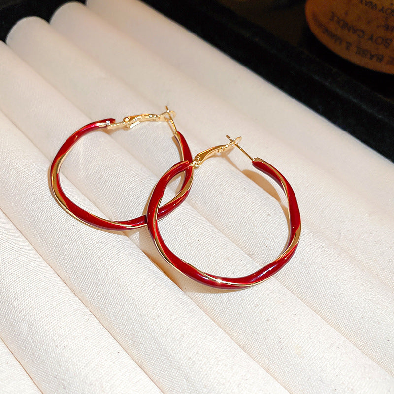 銀針多巴胺彩色耳圈甜美小清新簡約個性耳環設計感小衆歐美耳飾女