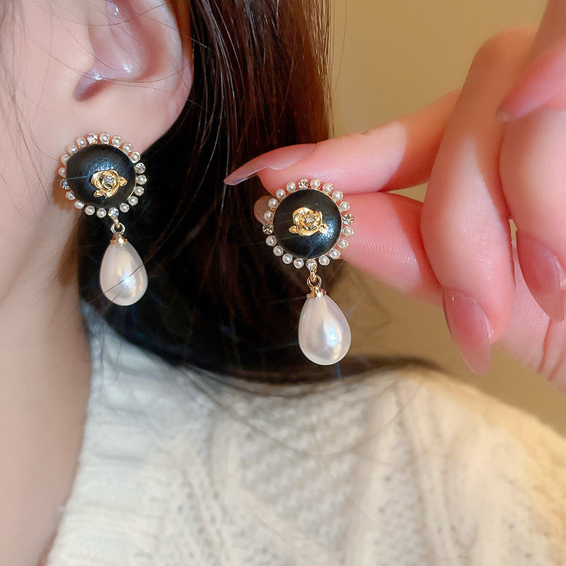 銀針復古花朵愛心字母珍珠耳環法式氣質耳釘輕奢高級感耳飾女