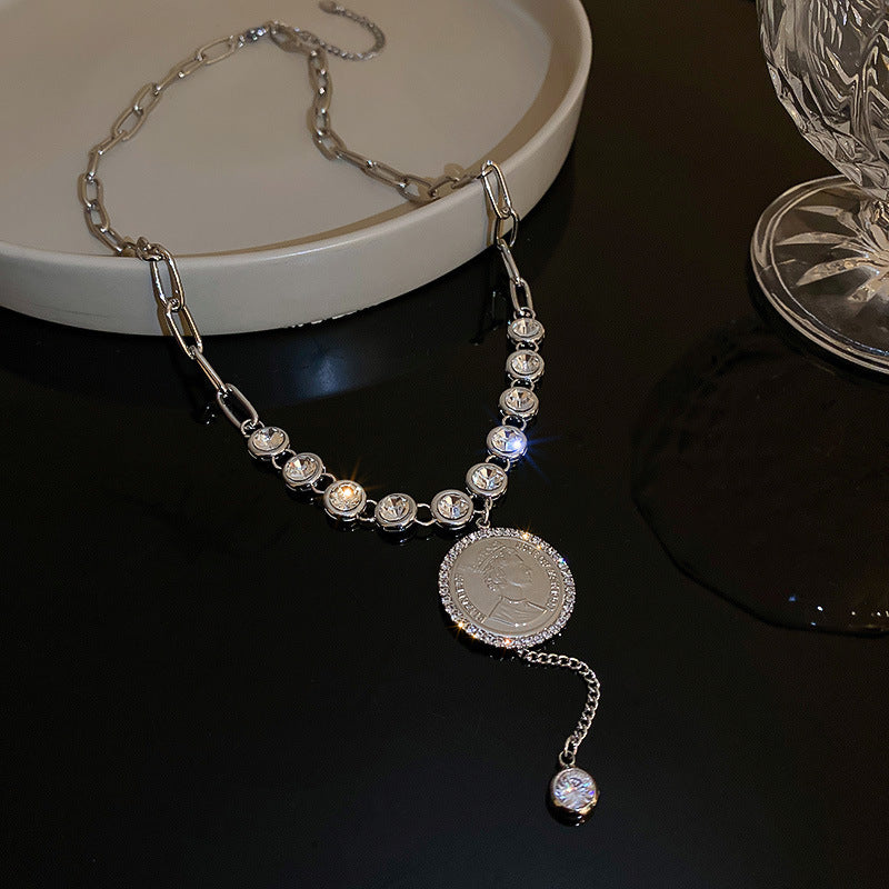 鈦鋼愛心字母拼接鏈條項鍊法式森系名媛鎖骨鏈簡約個性冷淡風項墜