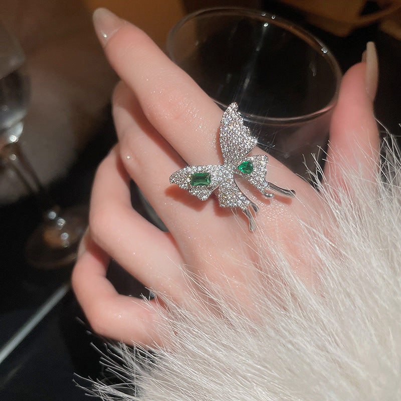 韓國輕奢鋯石圓圈蛇形葫蘆戒指小衆設計感食指戒氣質高級感手飾女