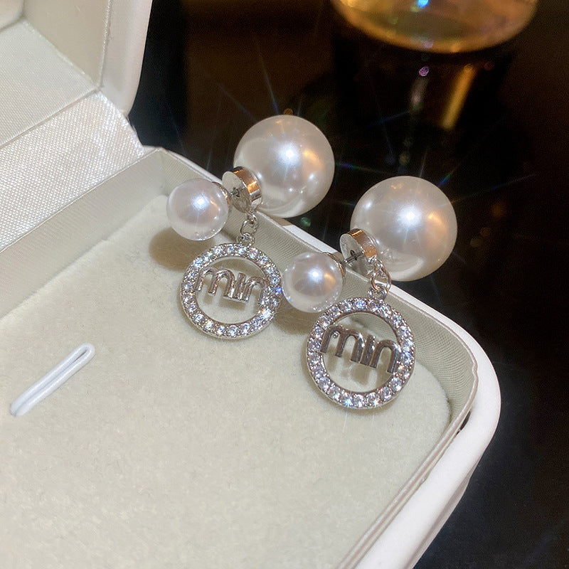 銀針輕奢鋯石花朵蝴蝶珍珠款耳釘氣質耳環高級感秋冬法式復古耳飾