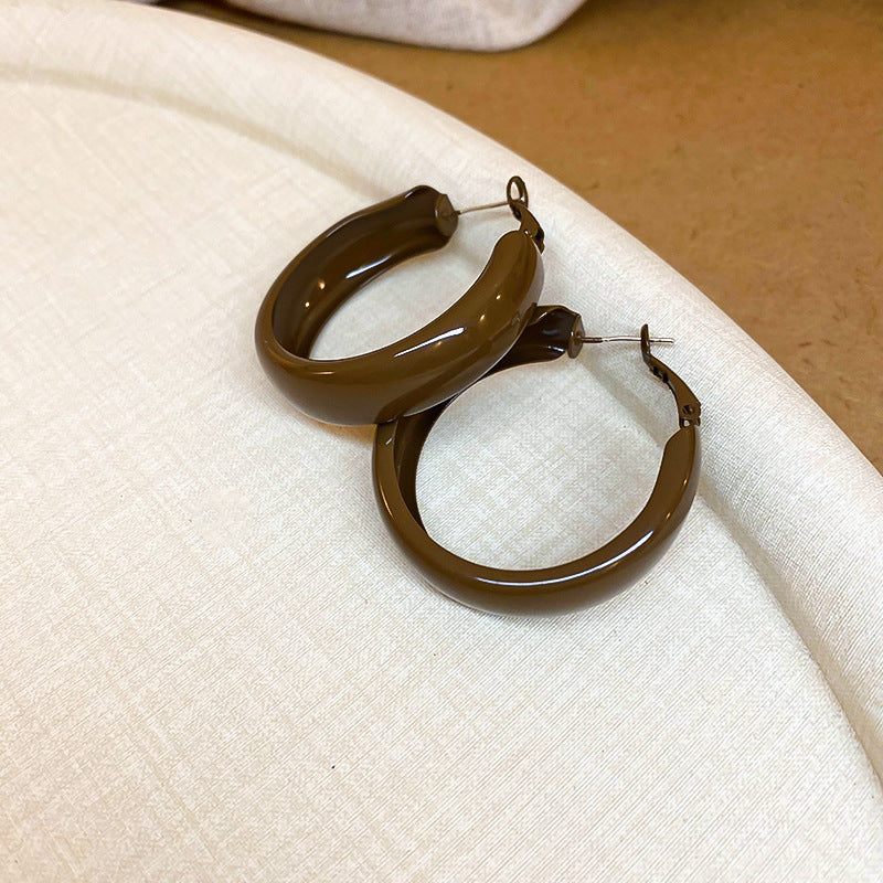 銀針多巴胺彩色耳圈甜美小清新簡約個性耳環設計感小衆歐美耳飾女