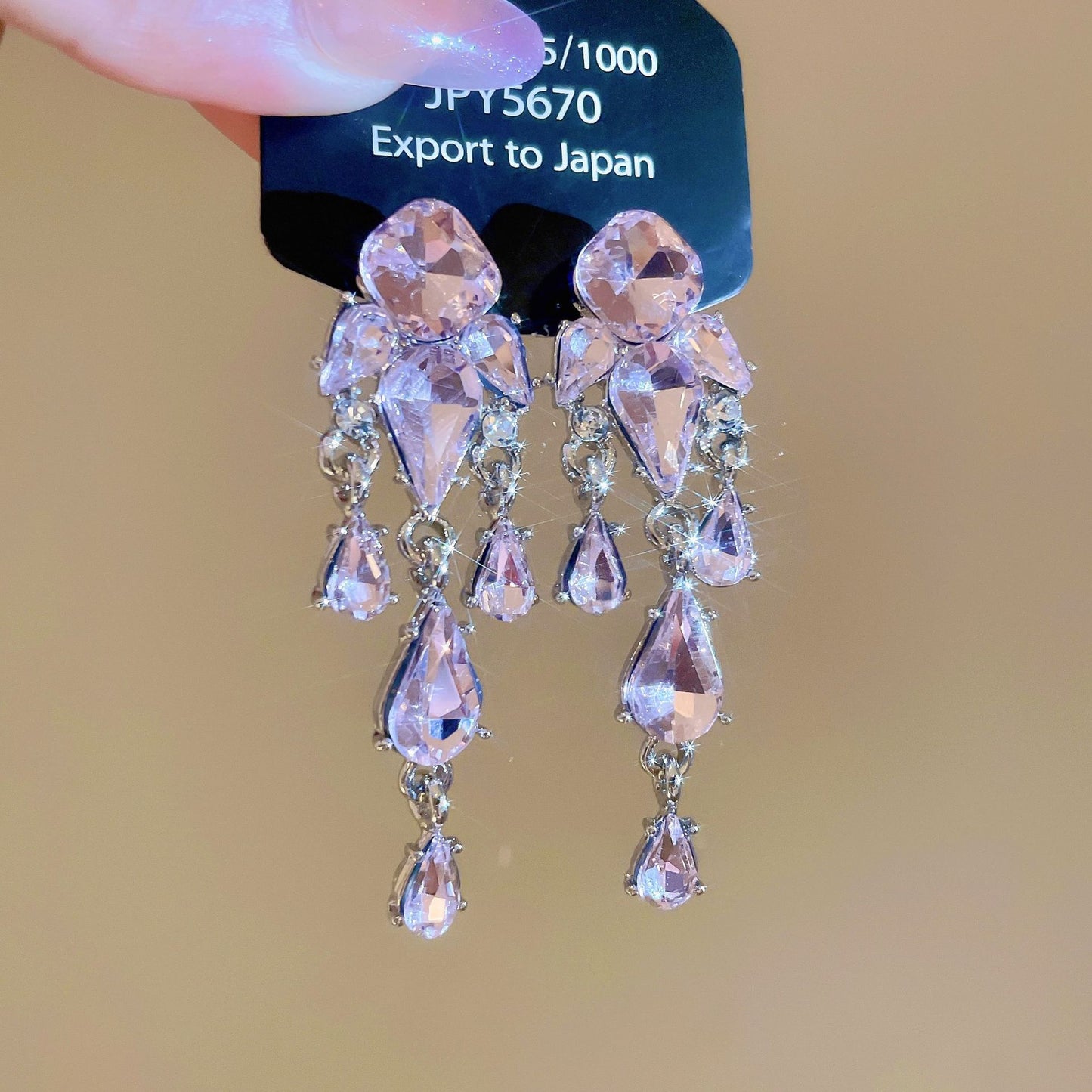 銀針熱銷鑲鑽鋯石水滴蝴蝶流蘇耳環輕奢高級感耳釘耳飾設計感小衆