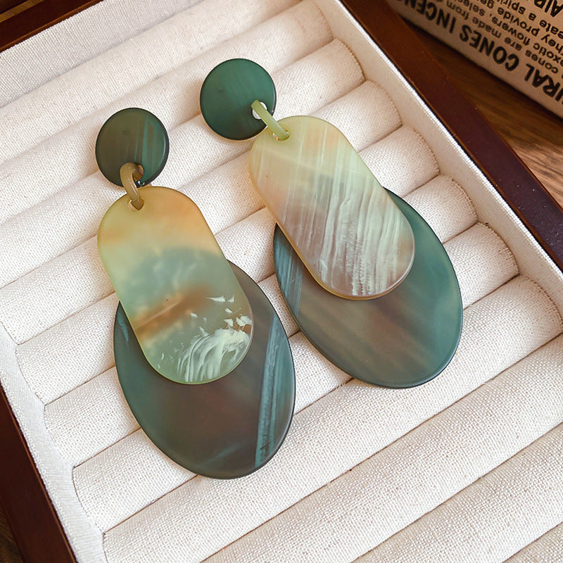 銀針樹脂不規則幾何形鏤空耳環輕奢高級感耳釘復古耳飾設計感小衆