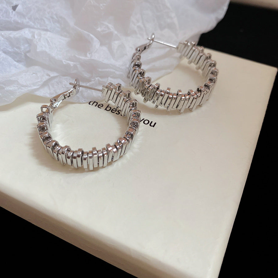 銀針圓圈銀色耳環輕奢高級感耳釘女冷淡風時尚百搭耳飾設計感小衆