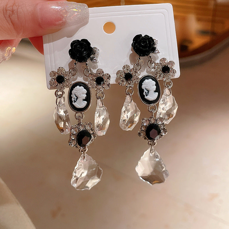 銀針歐美金屬風珍珠蝴蝶花朵流蘇耳釘小衆個性耳環時尚誇張耳飾女