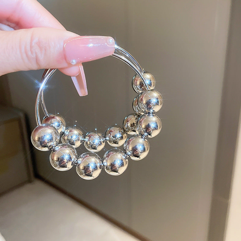 銀針歐美誇張銀色素圈愛心耳環冷淡風時尚耳圈輕奢個性高級感耳飾