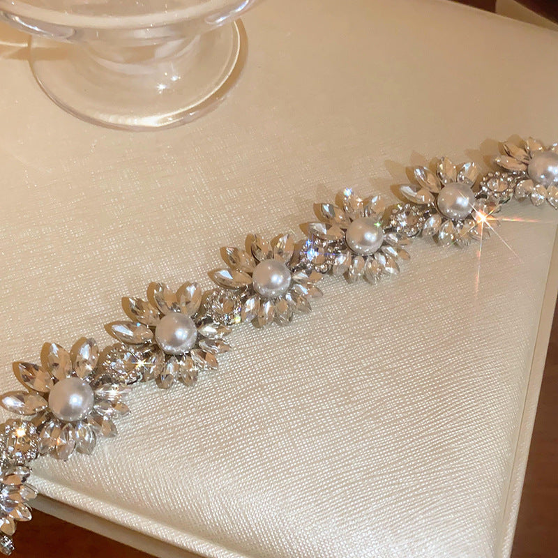 歐美鑲鑽花朵珍珠耳環氣質宮廷風耳釘時尚輕奢高級感耳飾女