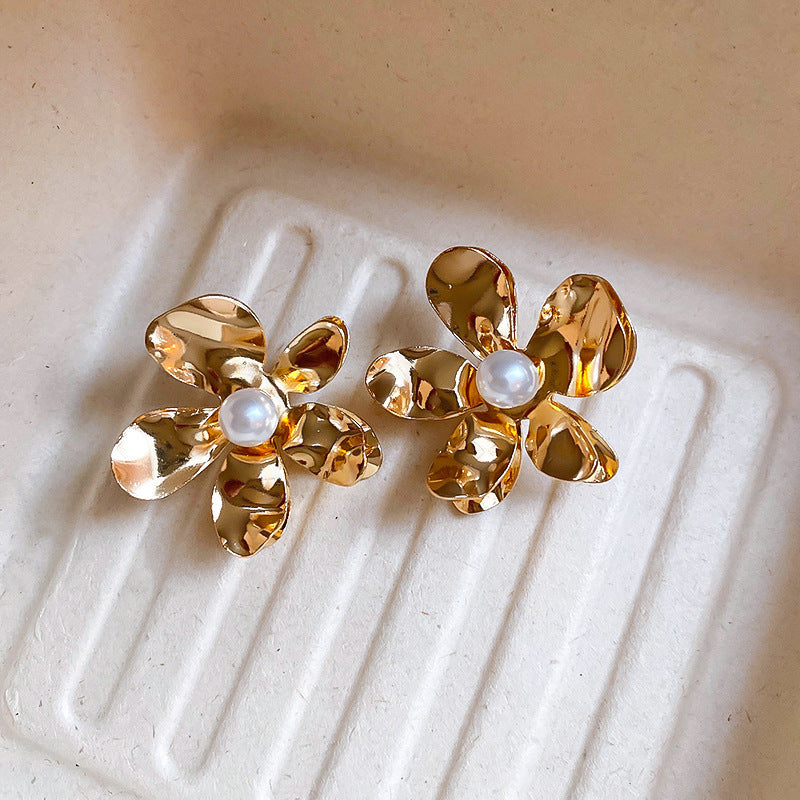 银针欧美跨境花朵几何流苏耳钉时尚金属风耳环轻奢高级感耳饰