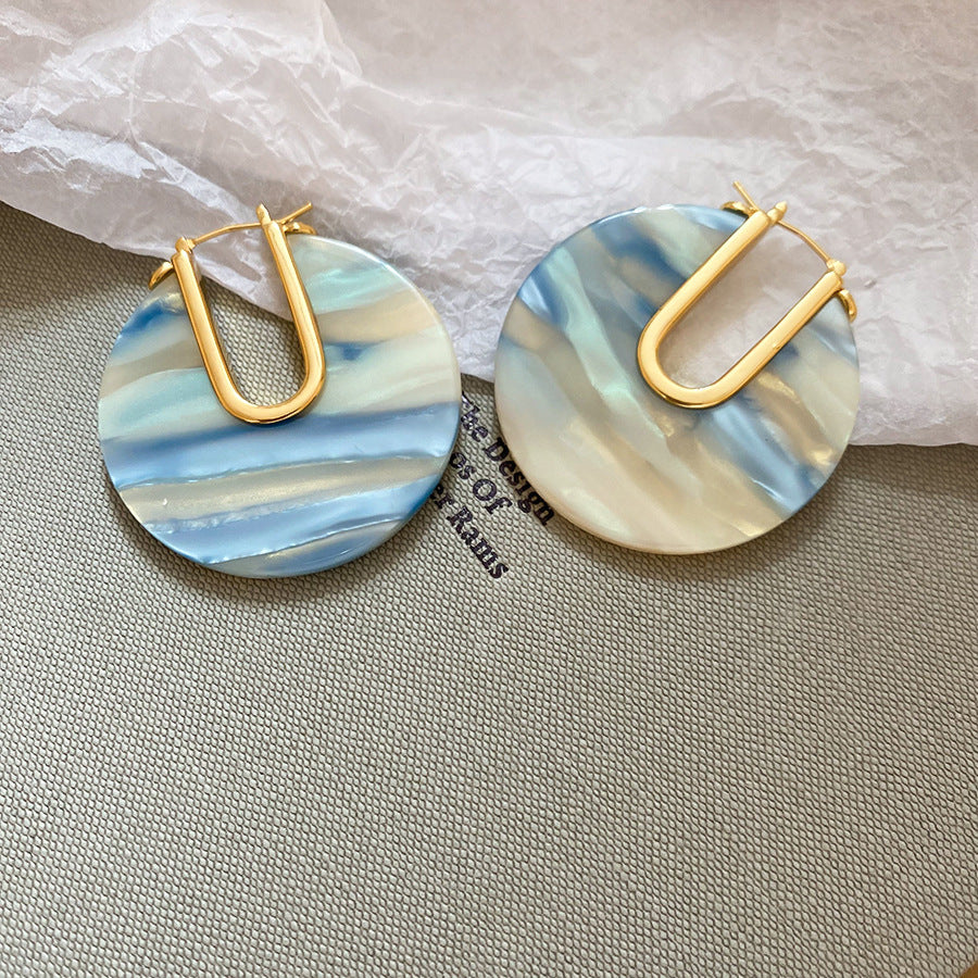 銀針樹脂暈染花朵耳環輕奢高級感耳釘復古時尚百搭耳飾設計感小衆