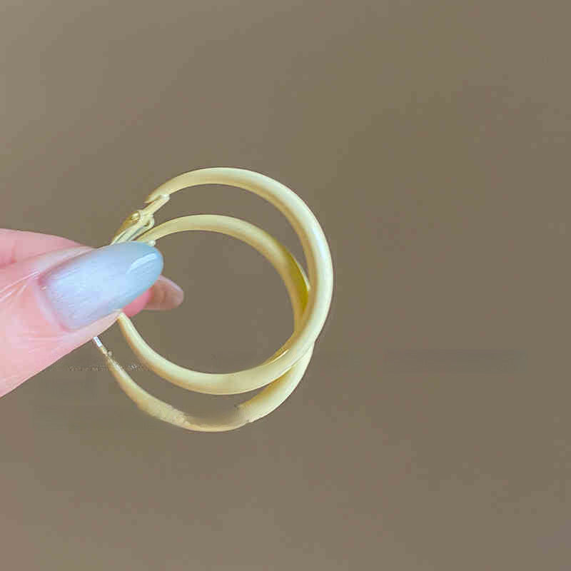 银针多巴胺光面圆形耳圈时尚甜美个性耳环小众简约高级感耳饰