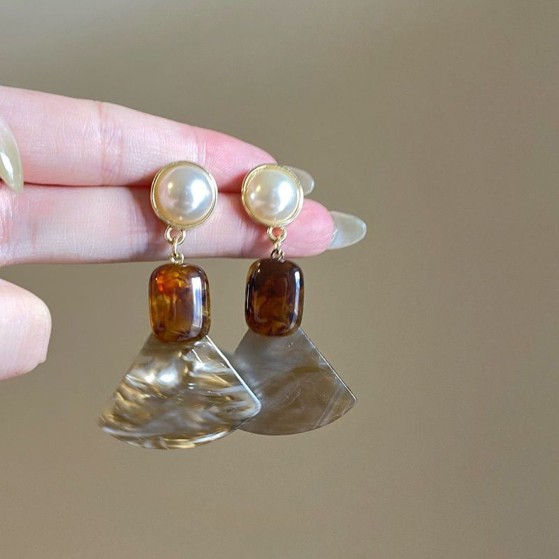 銀針樹脂不規則幾何形鏤空耳環輕奢高級感耳釘復古耳飾設計感小衆