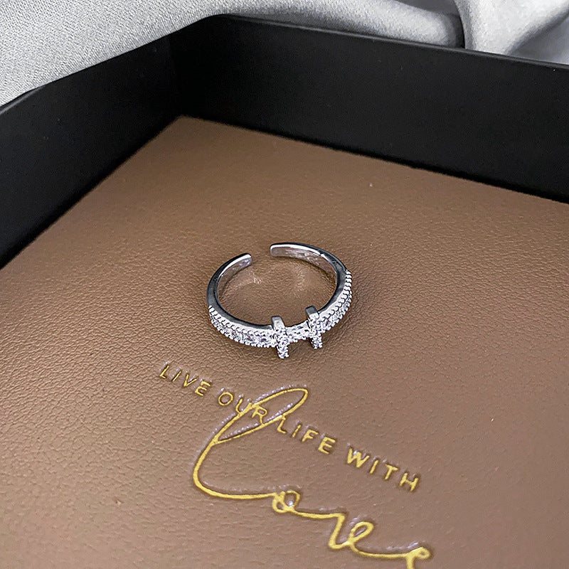 韓國輕奢鋯石圓圈蛇形葫蘆戒指小衆設計感食指戒氣質高級感手飾女