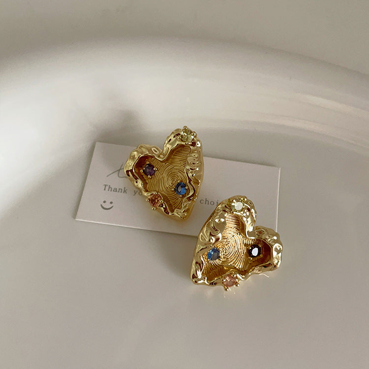 銀針歐美金屬風鏤空花朵魚尾珍珠耳環誇張氣質耳釘重工高級感耳飾