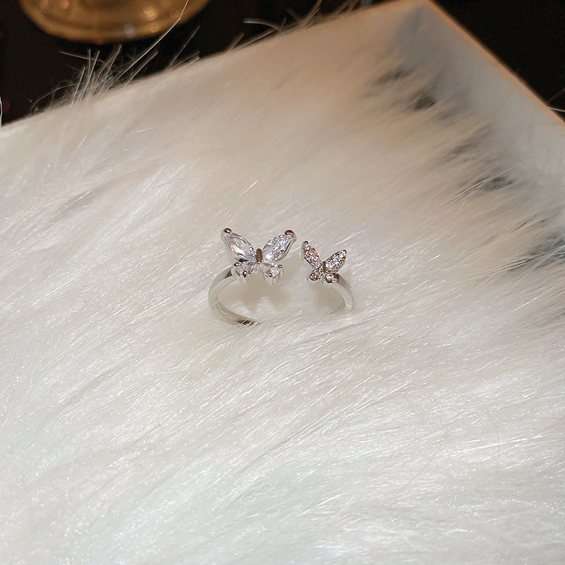 韓國輕奢鋯石圓圈蛇形葫蘆戒指小衆設計感食指戒氣質高級感手飾女