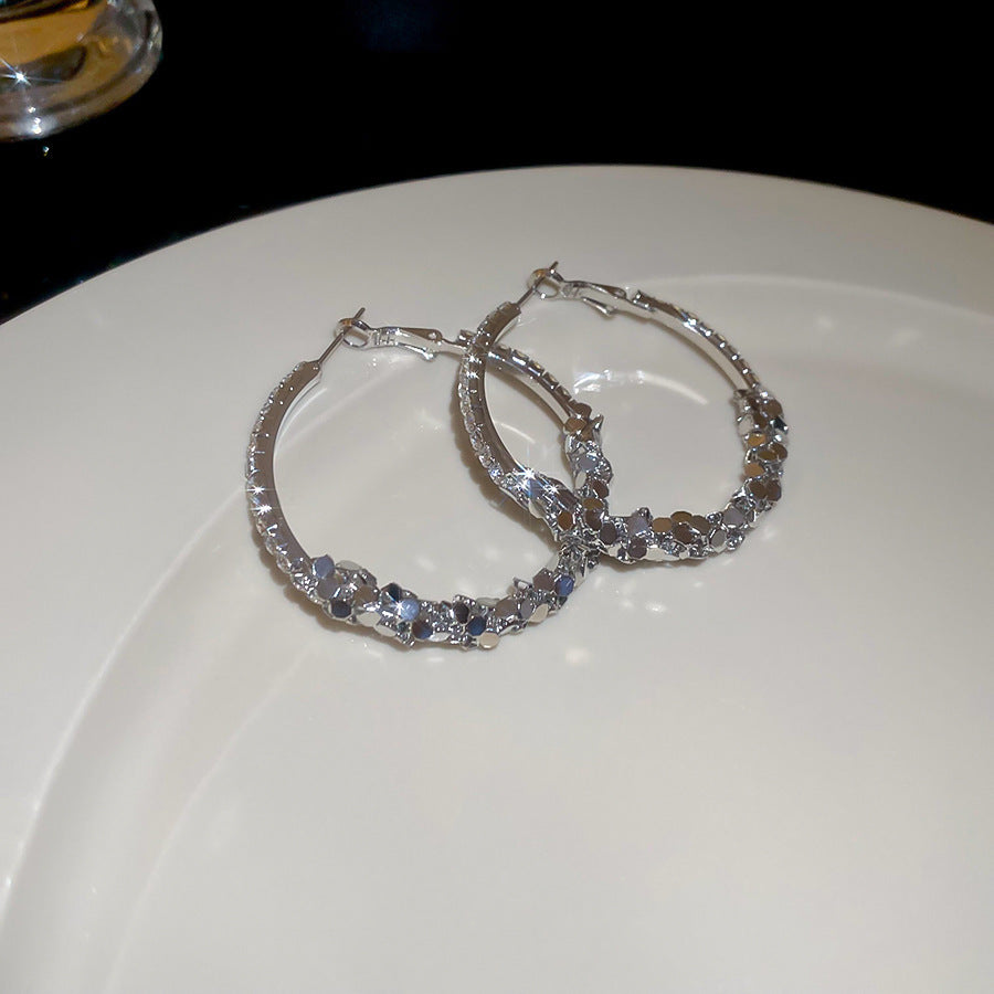 銀針圓圈銀色耳環輕奢高級感耳釘女冷淡風時尚百搭耳飾設計感小衆