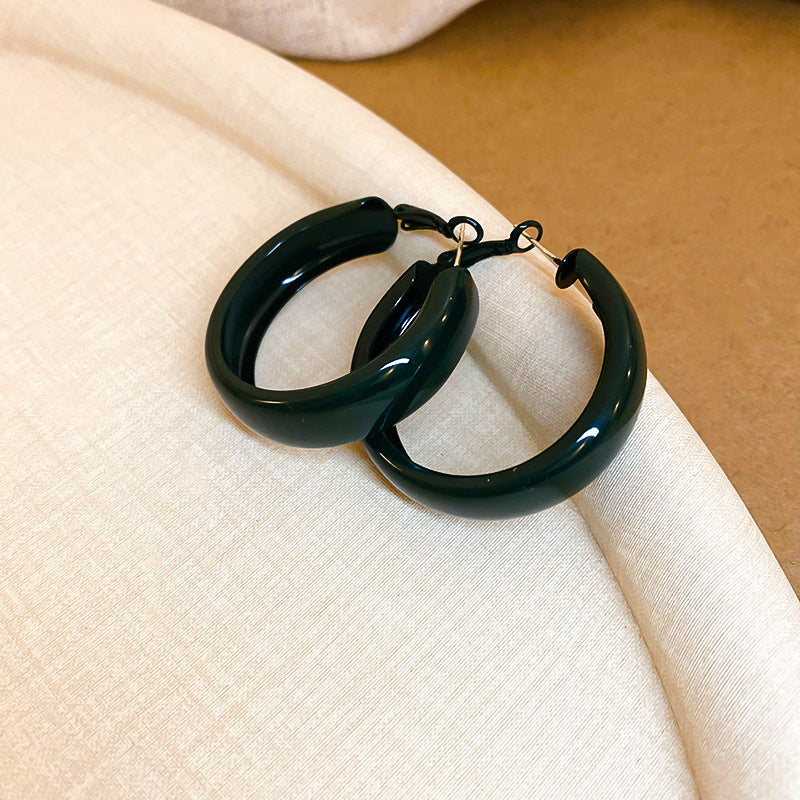 銀針多巴胺彩色耳圈甜美小清新簡約個性耳環設計感小衆歐美耳飾女