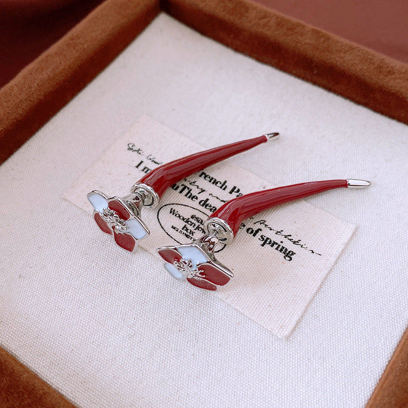 銀針復古花朵愛心字母珍珠耳環法式氣質耳釘輕奢高級感耳飾女