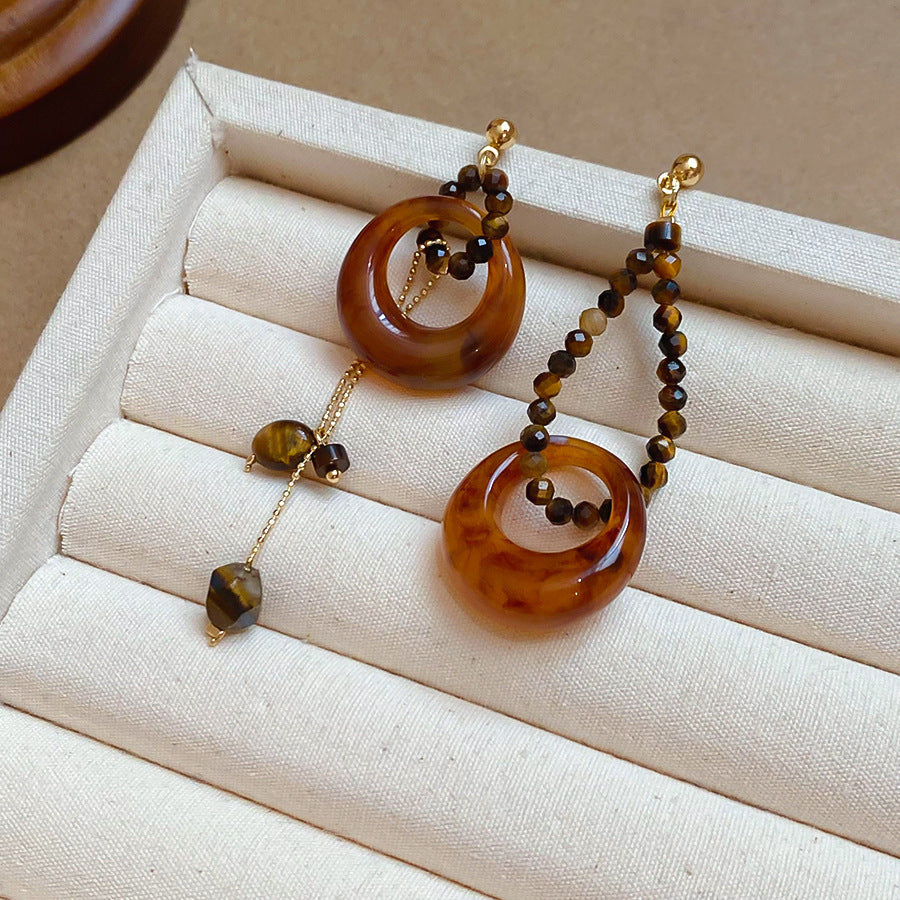 銀針樹脂不規則幾何形鏤空耳環輕奢高級感耳釘復古耳飾設計感小衆