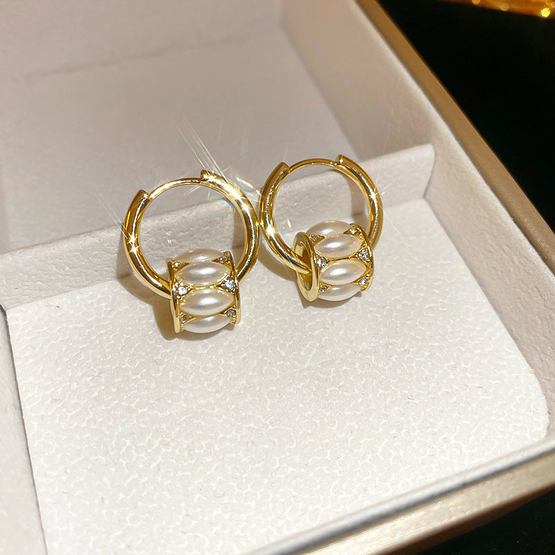 銀針冷淡風透明樹脂水滴花朵珍珠耳環時尚耳釘跨境歐美高級感耳飾