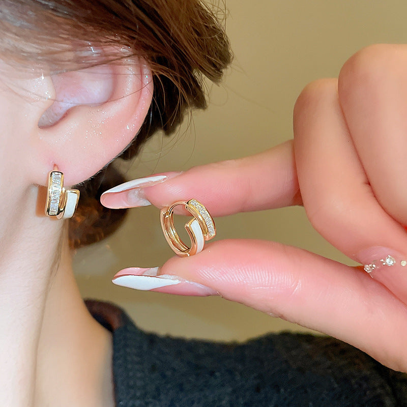 銀針輕奢鋯石几何蝴蝶花朵流蘇耳釘個性冷淡風耳環歐美高級感耳飾