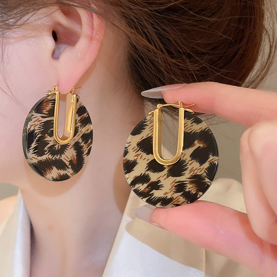 銀針樹脂暈染花朵耳環輕奢高級感耳釘復古時尚百搭耳飾設計感小衆