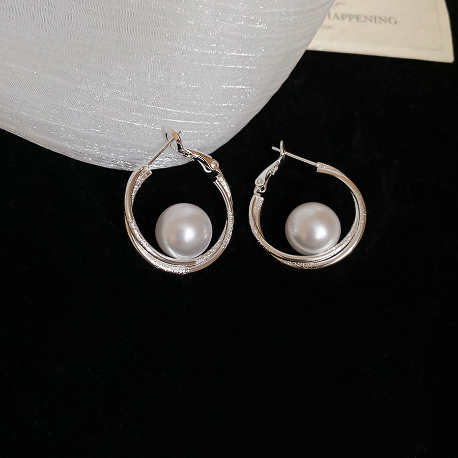 銀針圓圈銀色耳環輕奢高級感耳釘女冷淡風時尚百搭耳飾設計感小衆