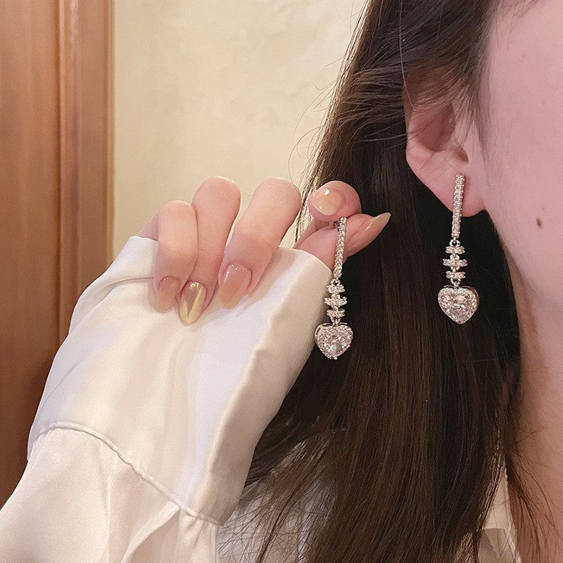 銀針輕奢鋯石几何蝴蝶花朵流蘇耳釘個性冷淡風耳環歐美高級感耳飾