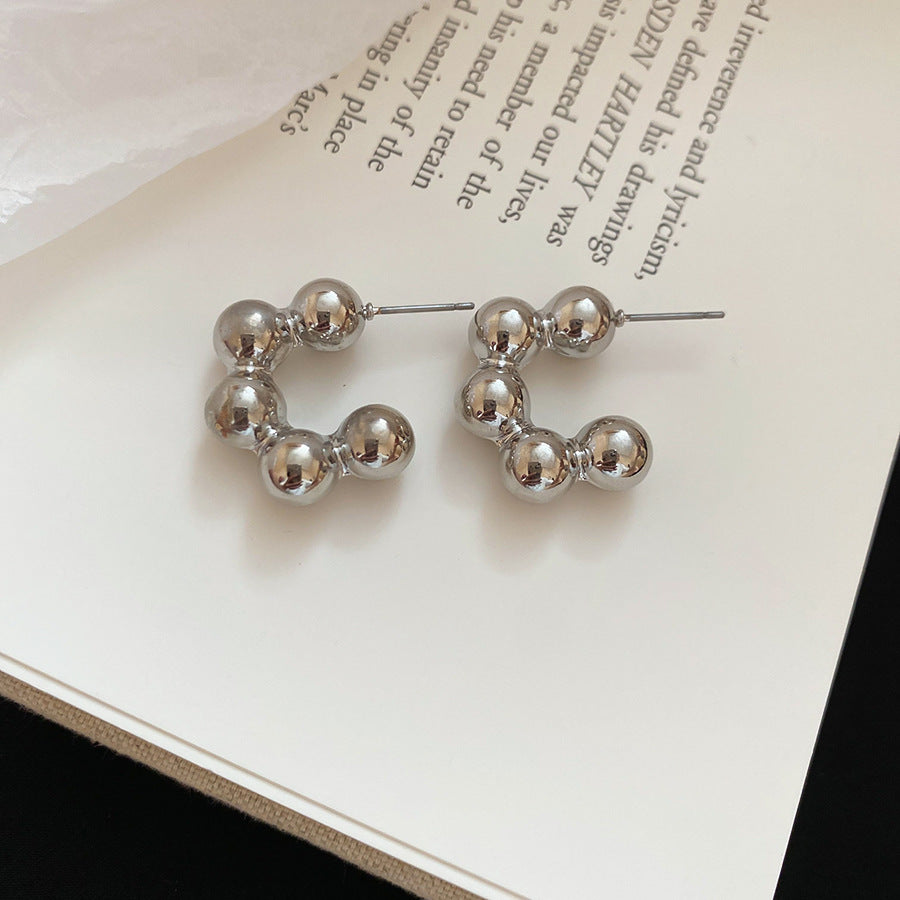 銀針圓圈銀色耳環輕奢高級感耳釘女冷淡風時尚百搭耳飾設計感小衆
