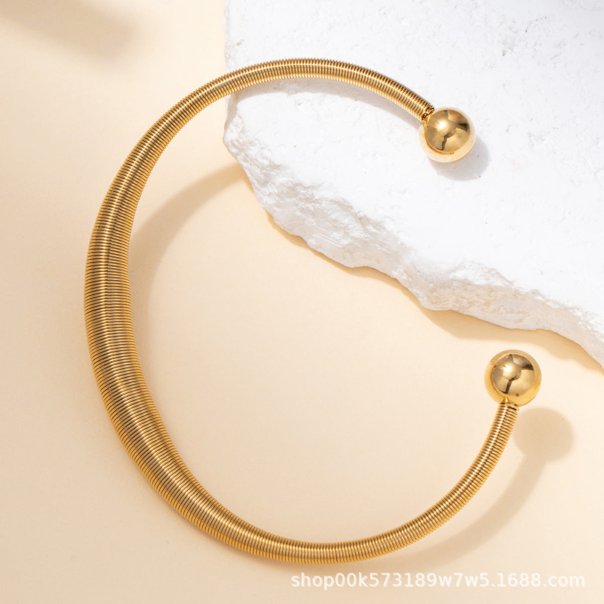 鈦鋼簡約手鐲彈力鋼絲跨境風歐美開口男女款高級感設計層次感手環