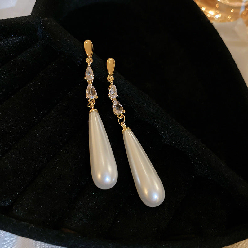 銀針時尚白色系花朵貝殼珍珠耳環氣質新款耳釘歐美時尚高級感耳飾