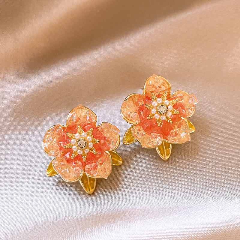 銀針歐美輕奢人造鋯石水晶款愛心耳釘時尚宮廷風耳環高級感耳飾女