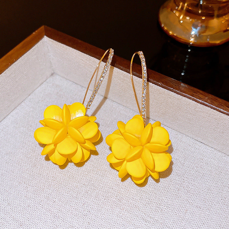 银针欧美跨境花朵几何流苏耳钉时尚金属风耳环轻奢高级感耳饰