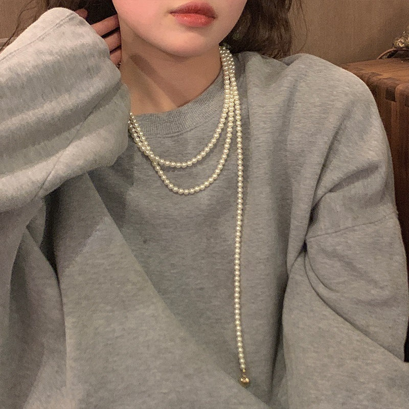 真金電鍍珍珠項鍊簡約時尚輕奢百搭鎖骨鏈網紅同款高級感項飾