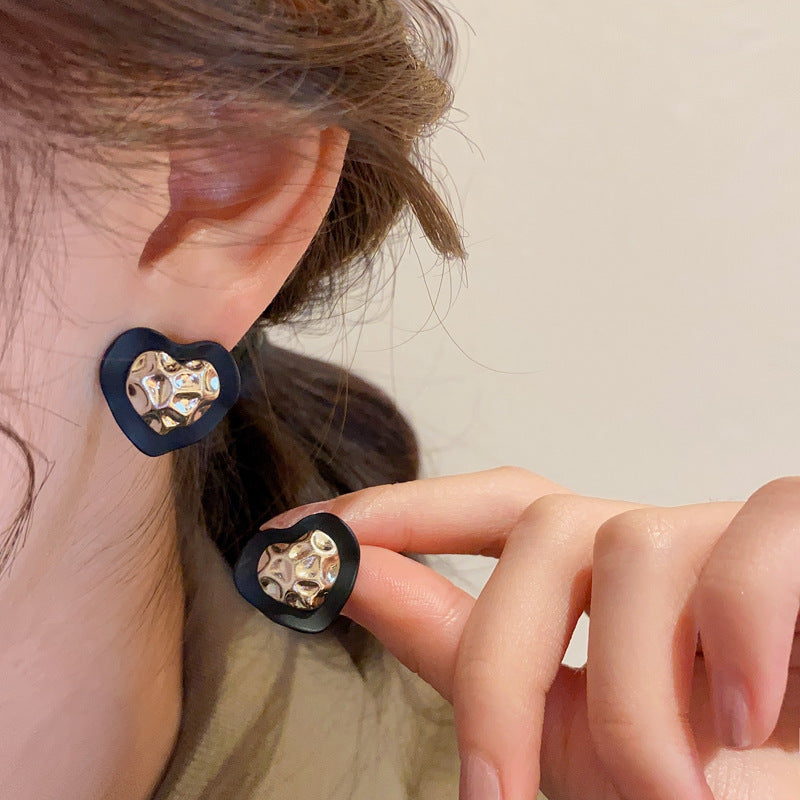 銀針復古花朵愛心字母珍珠耳環法式氣質耳釘輕奢高級感耳飾女