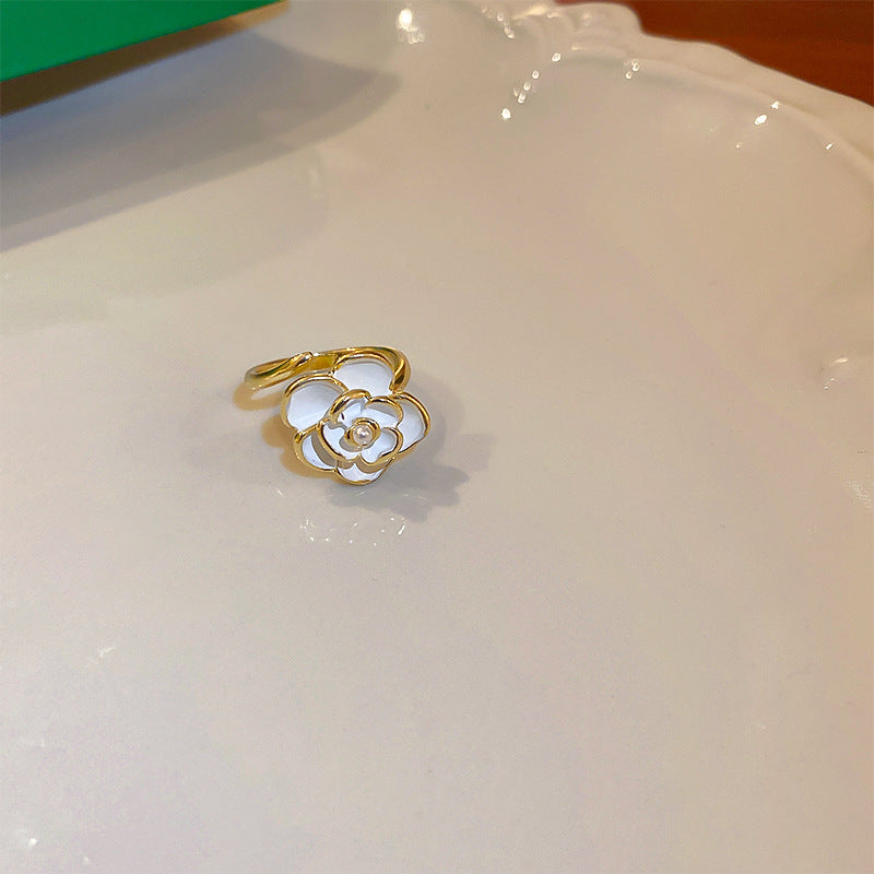 韓國ins風幾何珍珠花朵愛心開口戒指甜美氣質指環食指戒復古手飾