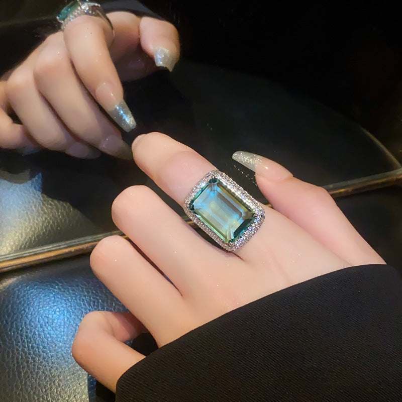 時尚高級感鋯石愛心蝴蝶結開口戒指小衆個性設計食指戒輕奢手飾女