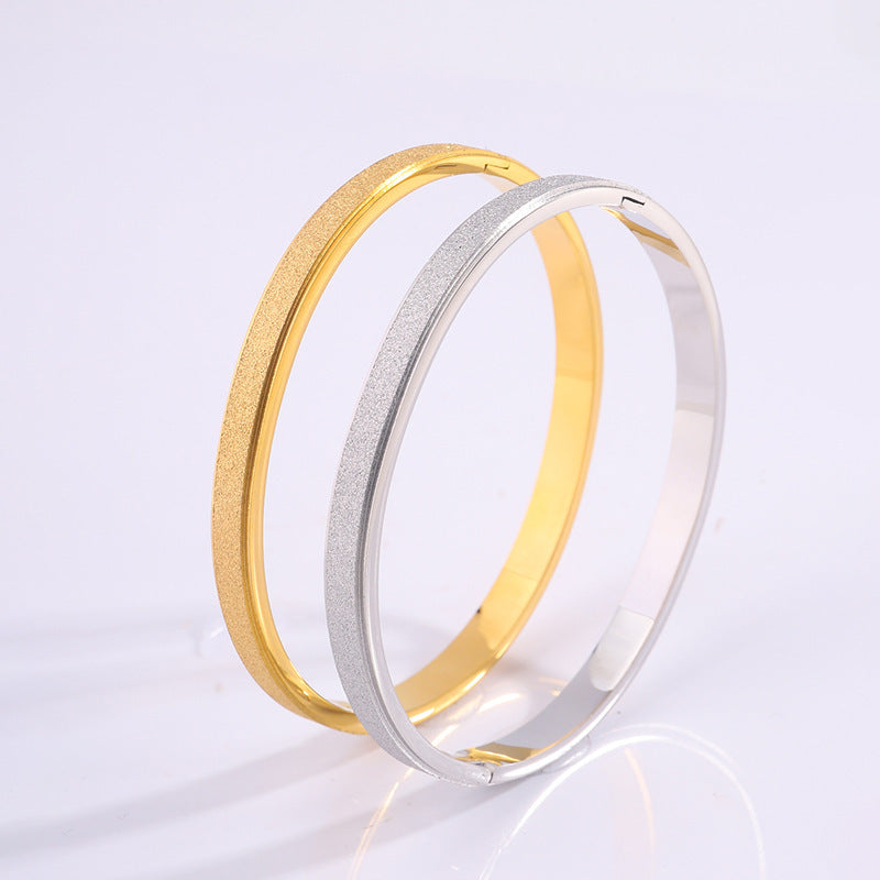 鈦鋼手鐲滿天星磨砂手鐲女生高級感跨境歐美時尚百搭不掉色手飾品