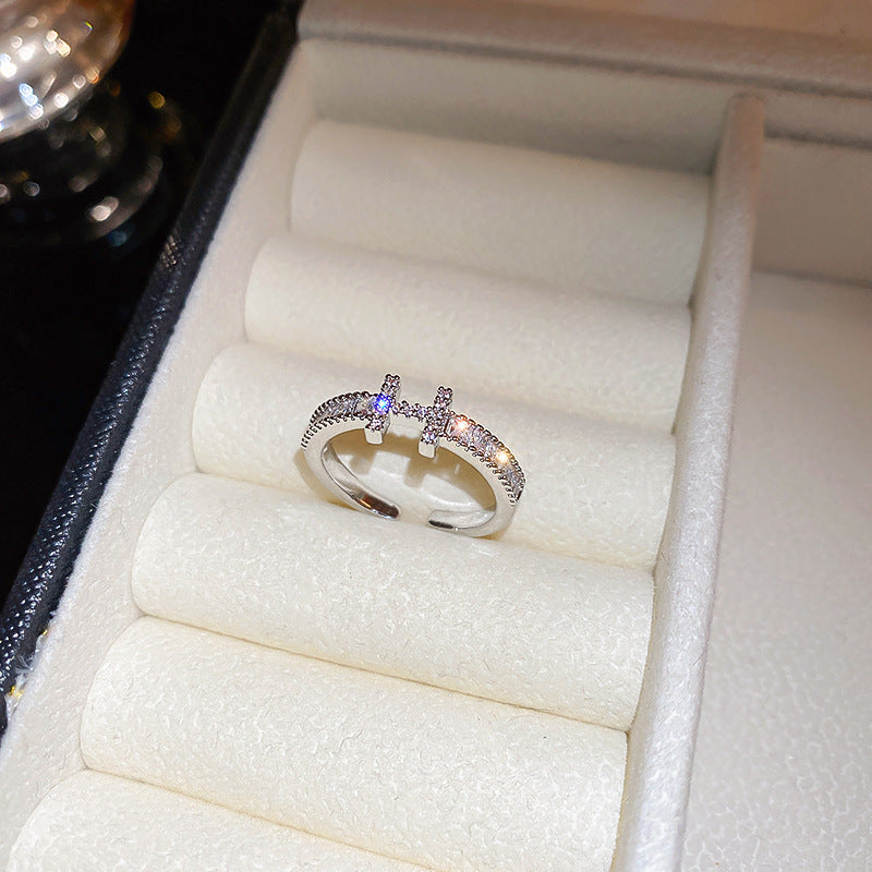 韓國輕奢鋯石圓圈蛇形葫蘆戒指小衆設計感食指戒氣質高級感手飾女