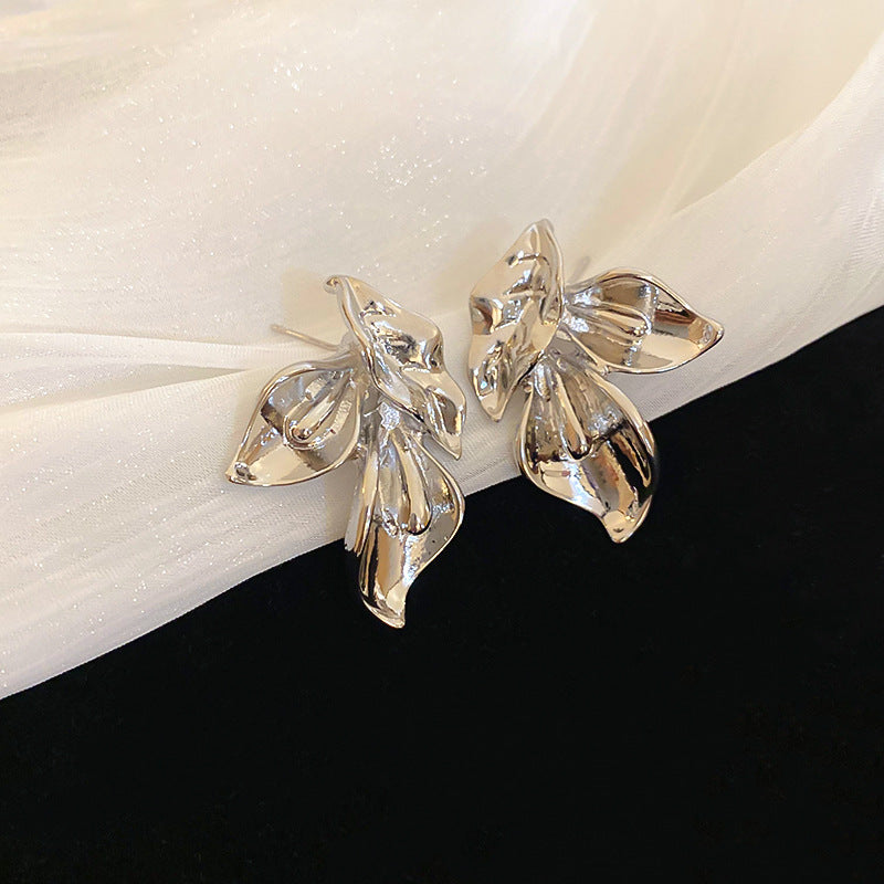 银针欧美跨境花朵几何流苏耳钉时尚金属风耳环轻奢高级感耳饰