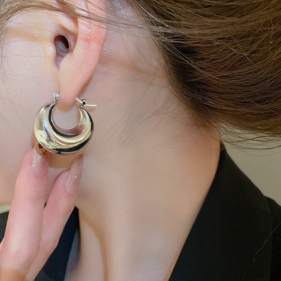 銀針圓圈銀色耳環輕奢高級感耳釘女冷淡風時尚百搭耳飾設計感小衆