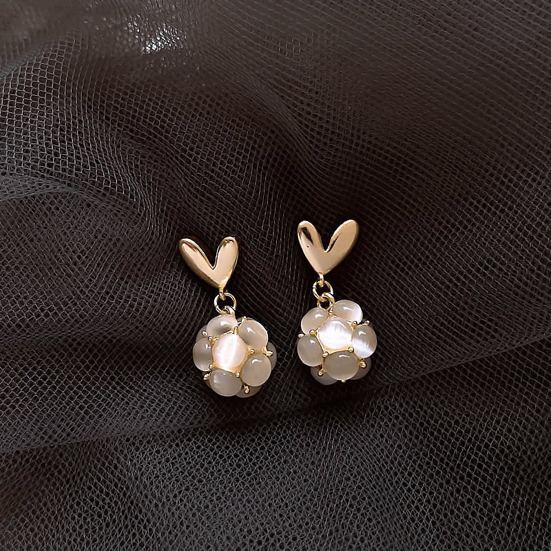 銀針復古花朵愛心字母珍珠耳環法式氣質耳釘輕奢高級感耳飾女