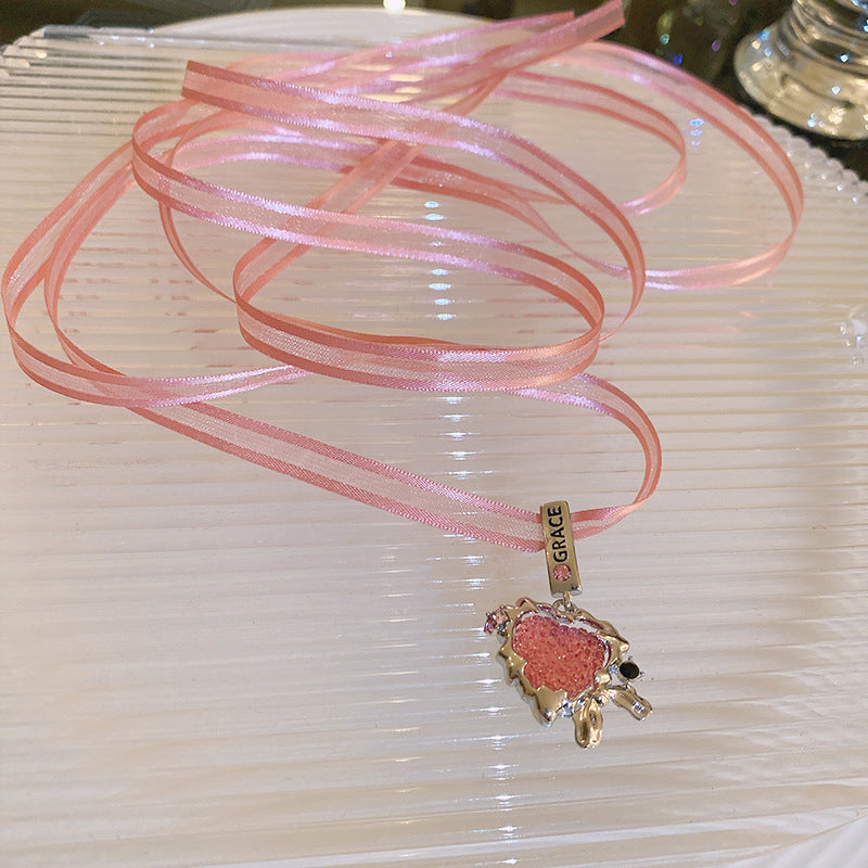 多巴胺彩色串珠蝴蝶星星蝴蝶結愛心流蘇項鍊甜美鎖骨鏈少女心項飾