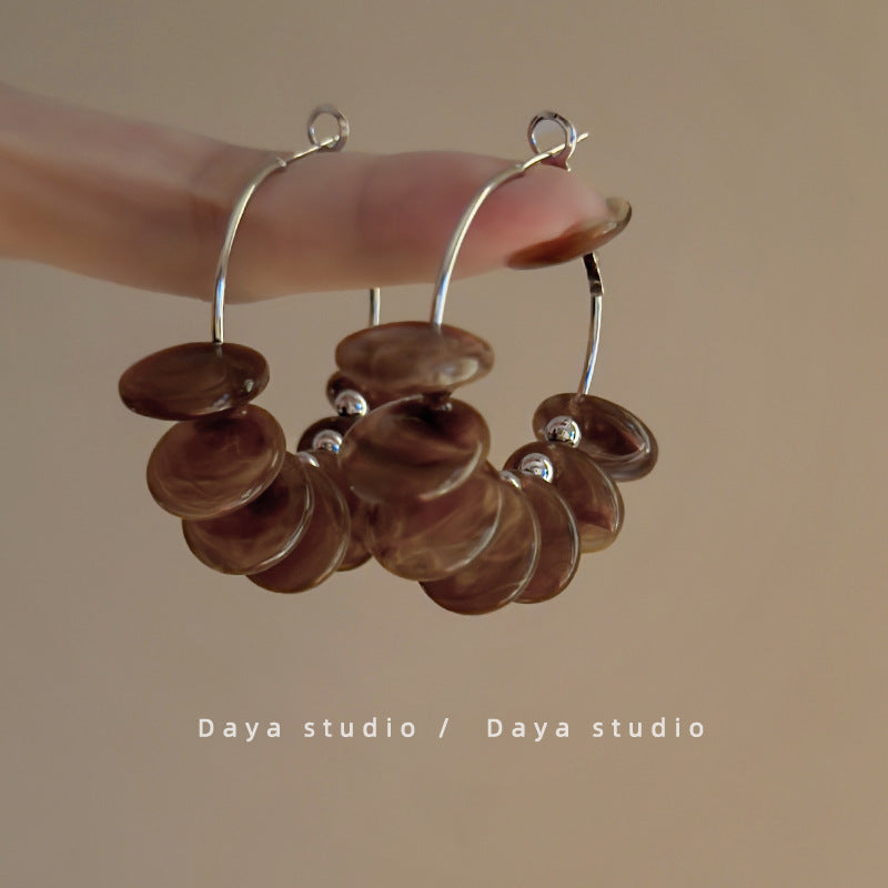 銀針樹脂不規則幾何形鏤空耳環輕奢高級感耳釘復古耳飾設計感小衆