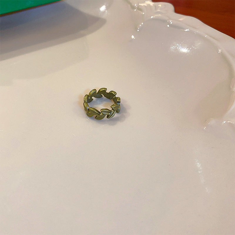 韓國ins風幾何珍珠花朵愛心開口戒指甜美氣質指環食指戒復古手飾